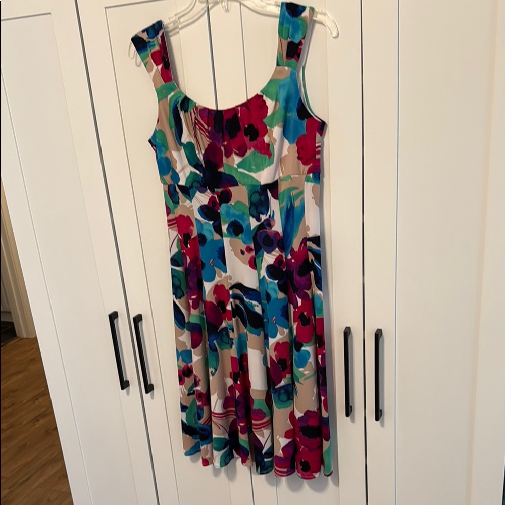 London Times Colorful Floral Midi Dress